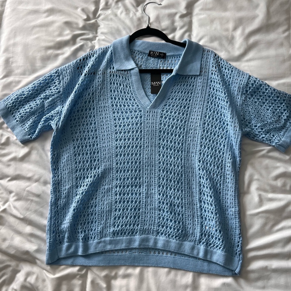 Mens Blue knitted Boxy top